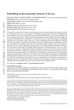 Embedding in Recommender Systems: A Survey