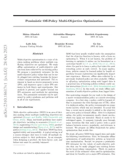 Pessimistic Off-Policy Multi-Objective Optimization