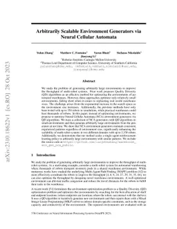 Arbitrarily Scalable Environment Generators via Neural Cellular Automata