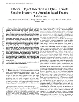 Efficient Object Detection in Optical Remote Sensing Imagery via
  Attention-based Feature Distillation