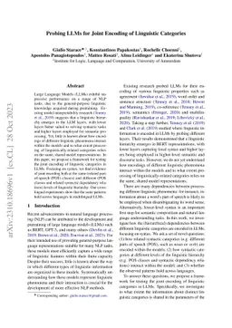 Probing LLMs for Joint Encoding of Linguistic Categories