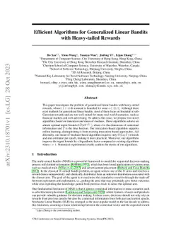 Efficient Algorithms for Generalized Linear Bandits with Heavy-tailed
  Rewards