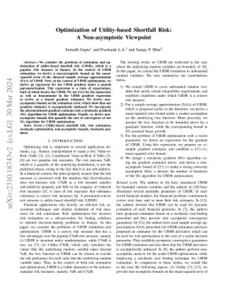 Optimization of utility-based shortfall risk: A non-asymptotic viewpoint