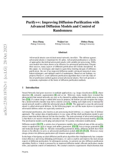 Purify++: Improving Diffusion-Purification with Advanced Diffusion
  Models and Control of Randomness