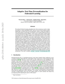 Adaptive Test-Time Personalization for Federated Learning
