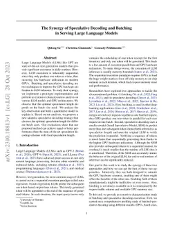 The Synergy of Speculative Decoding and Batching in Serving Large
  Language Models