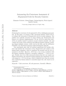 Automating the Correctness Assessment of AI-generated Code for Security
  Contexts