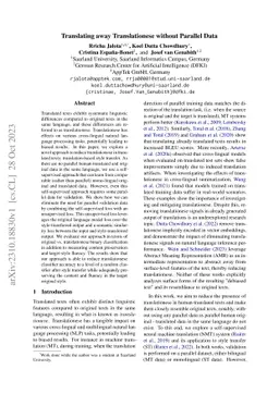 Translating away Translationese without Parallel Data