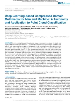 Deep Learning-based Compressed Domain Multimedia for Man and Machine: A
  Taxonomy and Application to Point Cloud Classification