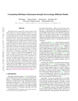 Customizing 360-Degree Panoramas through Text-to-Image Diffusion Models