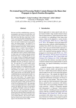 Pre-trained Speech Processing Models Contain Human-Like Biases that
  Propagate to Speech Emotion Recognition