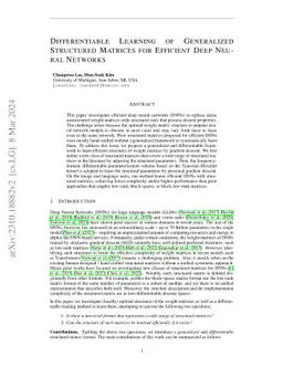 Differentiable Learning of Generalized Structured Matrices for Efficient
  Deep Neural Networks