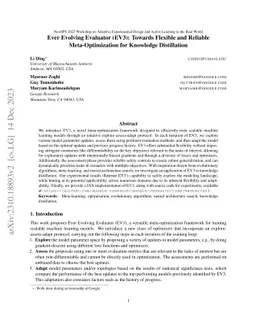 Ever Evolving Evaluator (EV3): Towards Flexible and Reliable
  Meta-Optimization for Knowledge Distillation