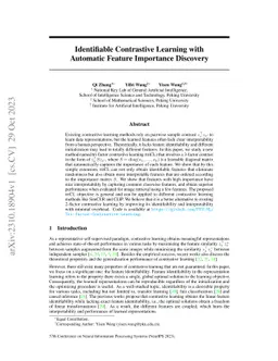 Identifiable Contrastive Learning with Automatic Feature Importance
  Discovery