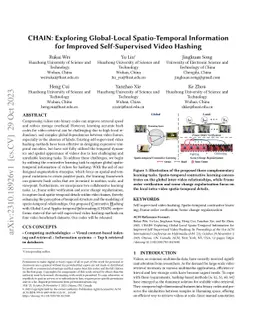 CHAIN: Exploring Global-Local Spatio-Temporal Information for Improved
  Self-Supervised Video Hashing