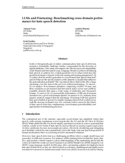 LLMs and Finetuning: Benchmarking cross-domain performance for hate speech detection