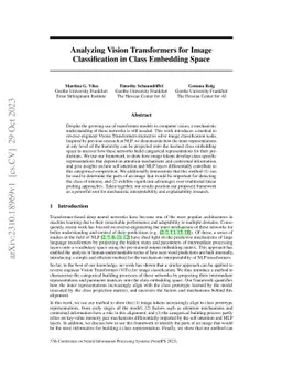 Analyzing Vision Transformers for Image Classification in Class
  Embedding Space