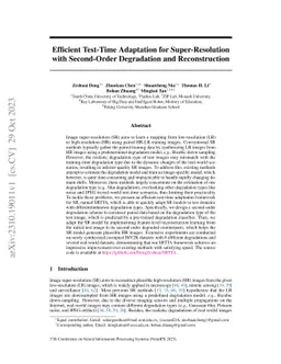 Efficient Test-Time Adaptation for Super-Resolution with Second-Order
  Degradation and Reconstruction