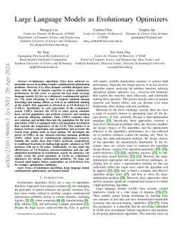 Large Language Models as Evolutionary Optimizers