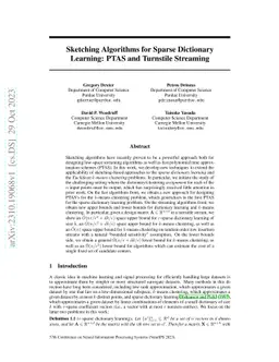 Sketching Algorithms for Sparse Dictionary Learning: PTAS and Turnstile
  Streaming