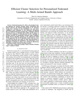 Efficient Cluster Selection for Personalized Federated Learning: A
  Multi-Armed Bandit Approach