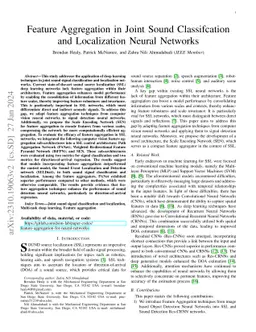 Feature Aggregation in Joint Sound Classification and Localization
  Neural Networks