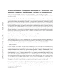 Perspectives from India: Challenges and Opportunities for Computational
  Tools to Enhance Confidence in Published Research