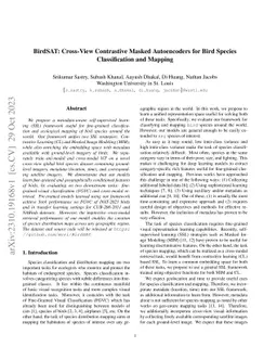 BirdSAT: Cross-View Contrastive Masked Autoencoders for Bird Species
  Classification and Mapping
