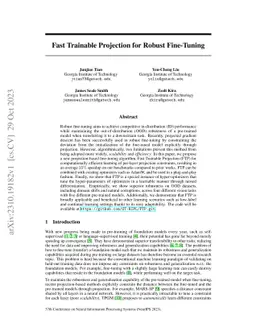 Fast Trainable Projection for Robust Fine-Tuning