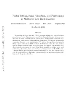 Factor Fitting, Rank Allocation, and Partitioning in Multilevel Low Rank Matrices