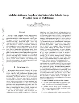 Modular Anti-noise Deep Learning Network for Robotic Grasp Detection
  Based on RGB Images