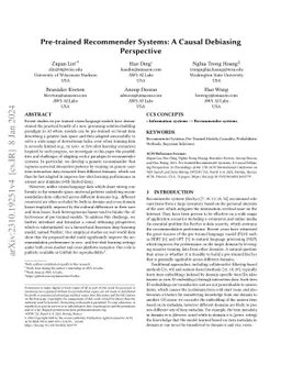Pre-trained Recommender Systems: A Causal Debiasing Perspective
