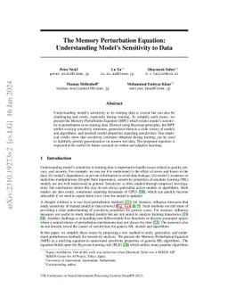 The Memory Perturbation Equation: Understanding Model's Sensitivity to
  Data