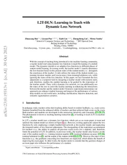 L2T-DLN: Learning to Teach with Dynamic Loss Network