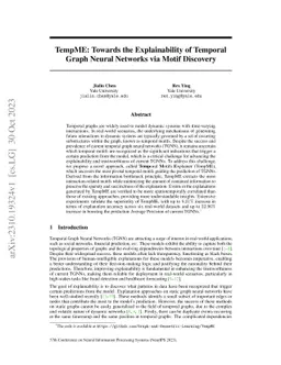 TempME: Towards the Explainability of Temporal Graph Neural Networks via
  Motif Discovery