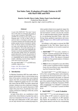 Test Suites Task: Evaluation of Gender Fairness in MT with MuST-SHE and
  INES