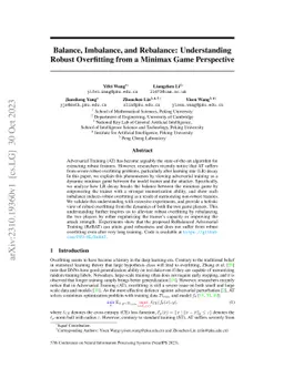 Balance, Imbalance, and Rebalance: Understanding Robust Overfitting from
  a Minimax Game Perspective