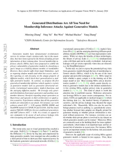Generated Distributions Are All You Need for Membership Inference
  Attacks Against Generative Models
