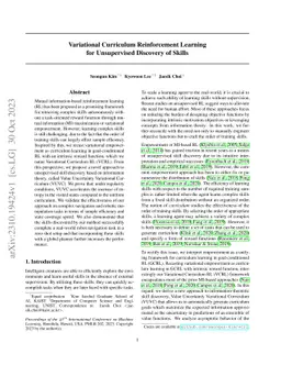 Variational Curriculum Reinforcement Learning for Unsupervised Discovery
  of Skills