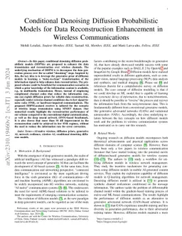 Conditional Denoising Diffusion Probabilistic Models for Data
  Reconstruction Enhancement in Wireless Communications
