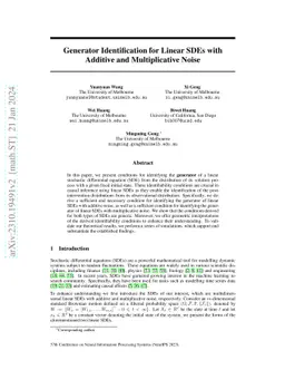 Generator Identification for Linear SDEs with Additive and
  Multiplicative Noise