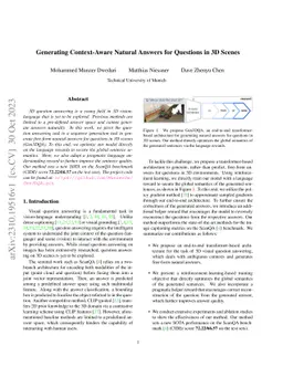 Generating Context-Aware Natural Answers for Questions in 3D Scenes