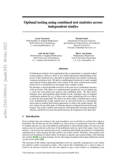 Optimal testing using combined test statistics across independent
  studies