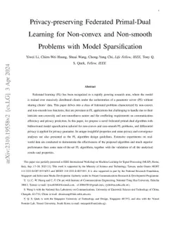 Privacy-preserving Federated Primal-dual Learning for Non-convex and
  Non-smooth Problems with Model Sparsification