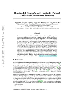 Disentangled Counterfactual Learning for Physical Audiovisual
  Commonsense Reasoning