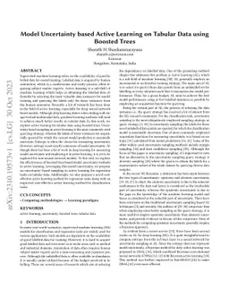 Model Uncertainty based Active Learning on Tabular Data using Boosted
  Trees