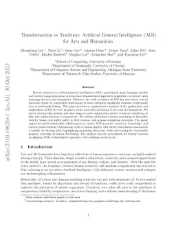 Transformation vs Tradition: Artificial General Intelligence (AGI) for
  Arts and Humanities