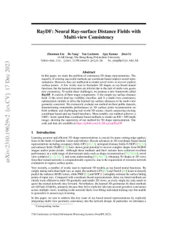 RayDF: Neural Ray-surface Distance Fields with Multi-view Consistency