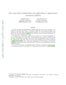 Fast swap regret minimization and applications to approximate correlated
  equilibria