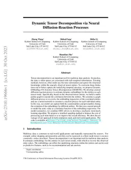 Dynamic Tensor Decomposition via Neural Diffusion-Reaction Processes